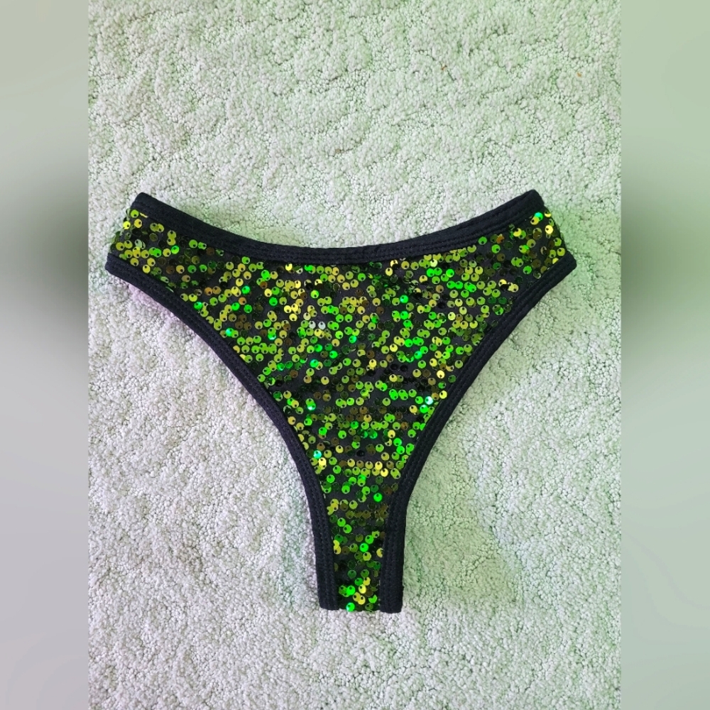 Rave Sparkly Green Sequin Thong